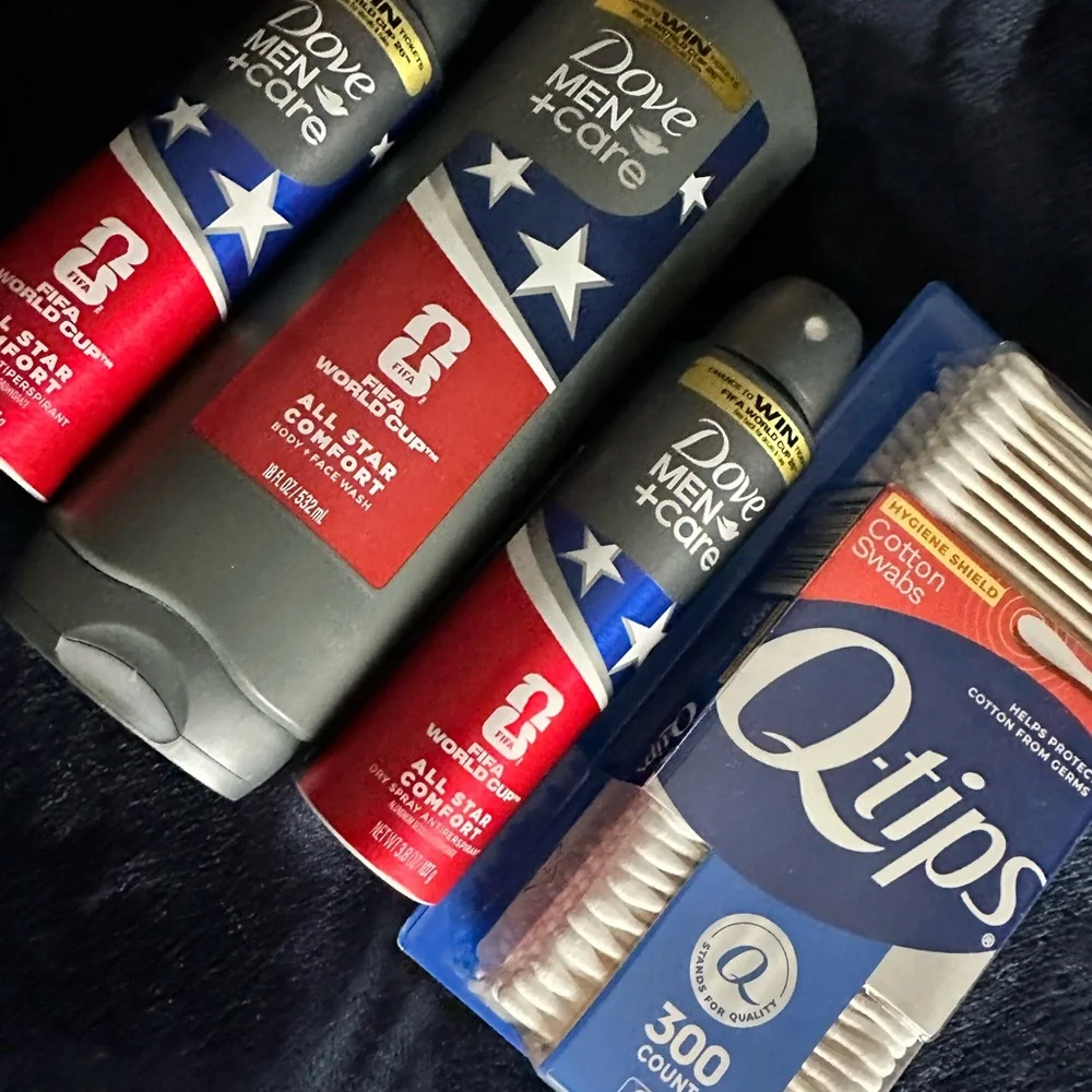 Dove Men+Care Body Wash & Deodorant Lot with Q-tips